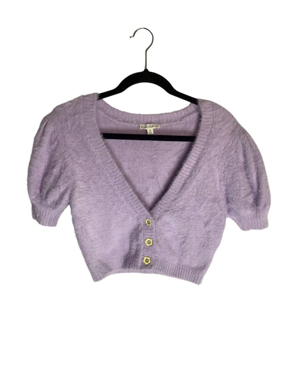 For Love and Lemons Devon Cropped Cardigan Lavender Purple-sz XS - Picture 4 of 8